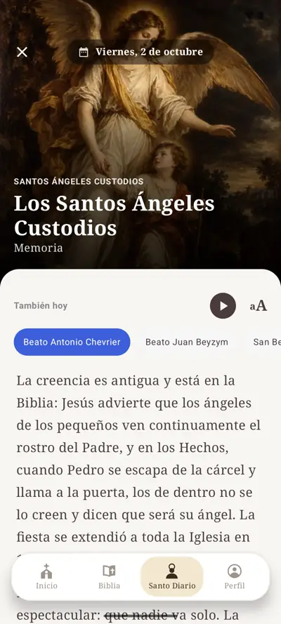 El santo de cada día, con su historia